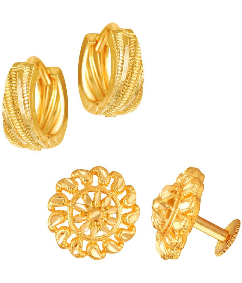     			VIVASTRI Gold Stud Earrings ( Pack of 2 )
