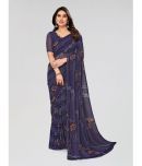 ANAND SAREES Georgette Printed Saree With Blouse Piece - Navy Blue ( Pack of 1 )