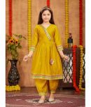 Aarika Yellow Silk Girls Patiala Kurta Set ( Pack of 1 )