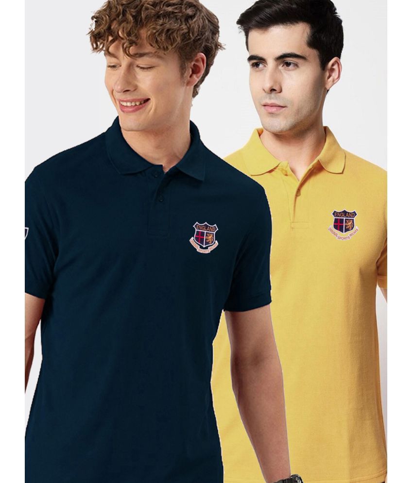     			ADORATE Cotton Blend Regular Fit Embroidered Half Sleeves Men's Polo T Shirt - Navy ( Pack of 2 )