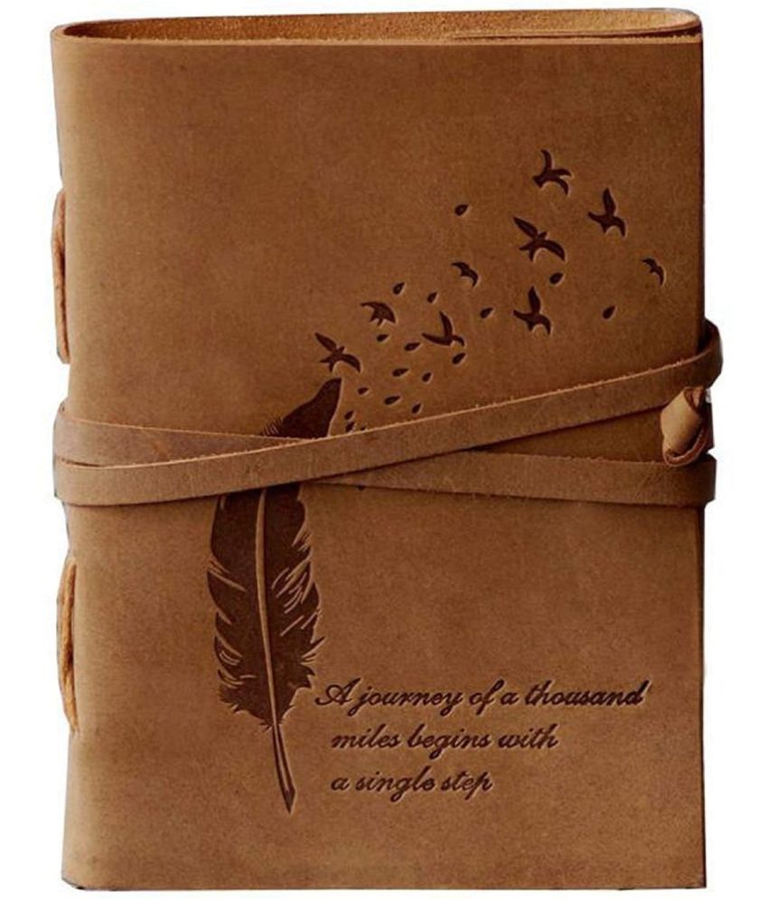     			CRAFT CLUB Premium Leather Diary With Bird Feather Embossed A5 Diary
