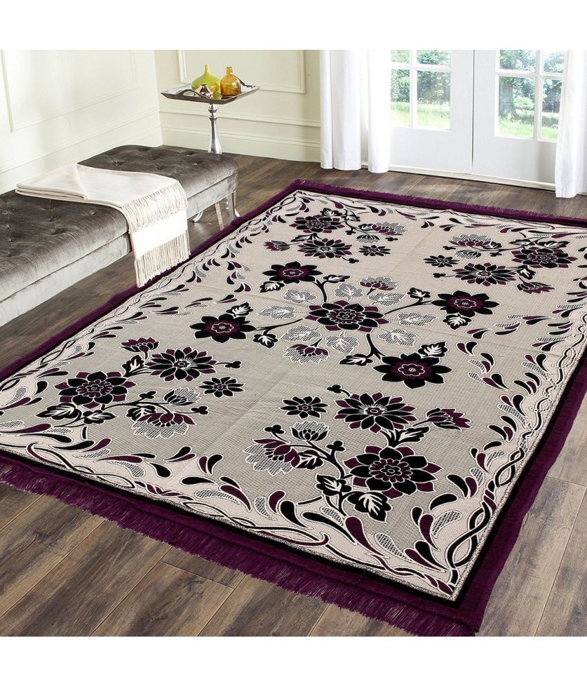     			HOMETALES Lavender Poly Cotton Carpet Floral 4x6 Ft