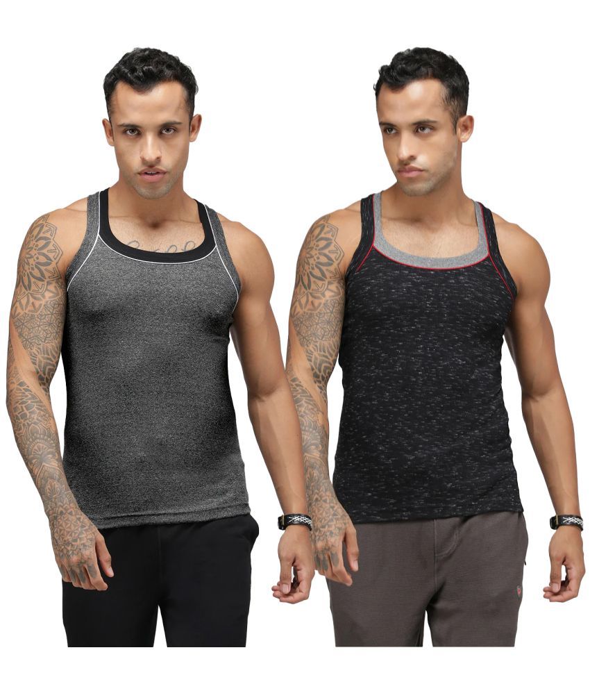     			SPORTO Multicolor Cotton Men's Vest ( Pack of 2 )