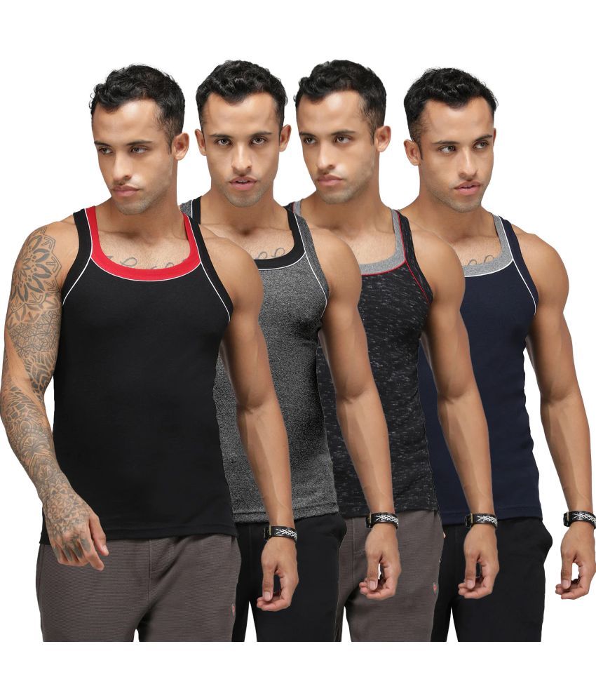     			SPORTO Multicolor Cotton Men's Vest ( Pack of 4 )