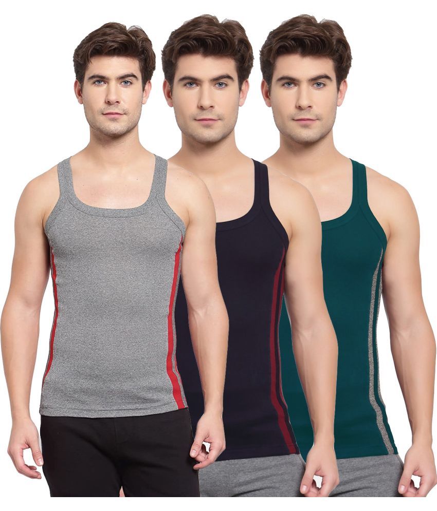     			SPORTO Multicolor Cotton Men's Vest ( Pack of 3 )