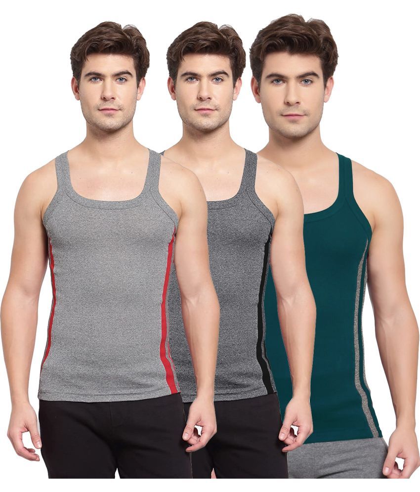     			SPORTO Multicolor Cotton Men's Vest ( Pack of 3 )