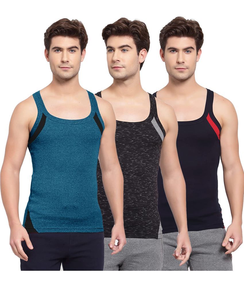     			SPORTO Multicolor Cotton Men's Vest ( Pack of 3 )