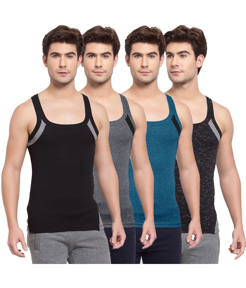     			SPORTO Multicolor Cotton Men's Vest ( Pack of 4 )