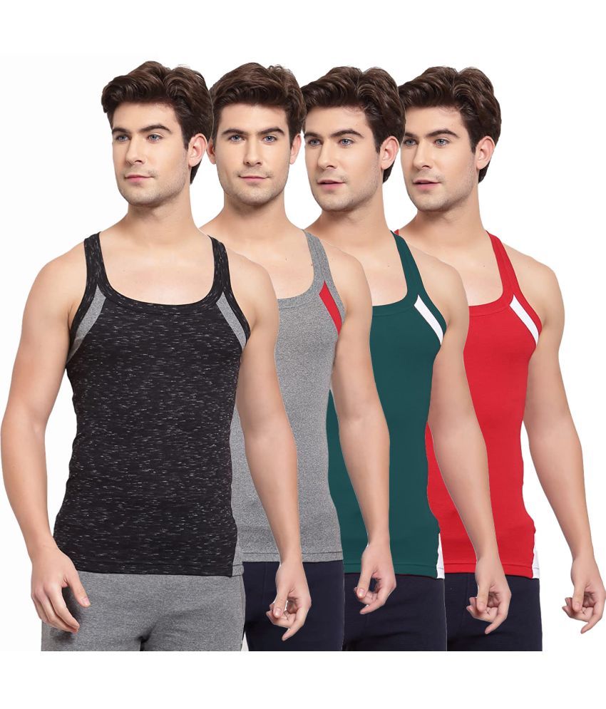     			SPORTO Multicolor Cotton Men's Vest ( Pack of 4 )