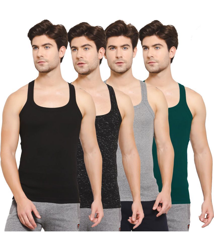     			SPORTO Multicolor Cotton Men's Vest ( Pack of 4 )