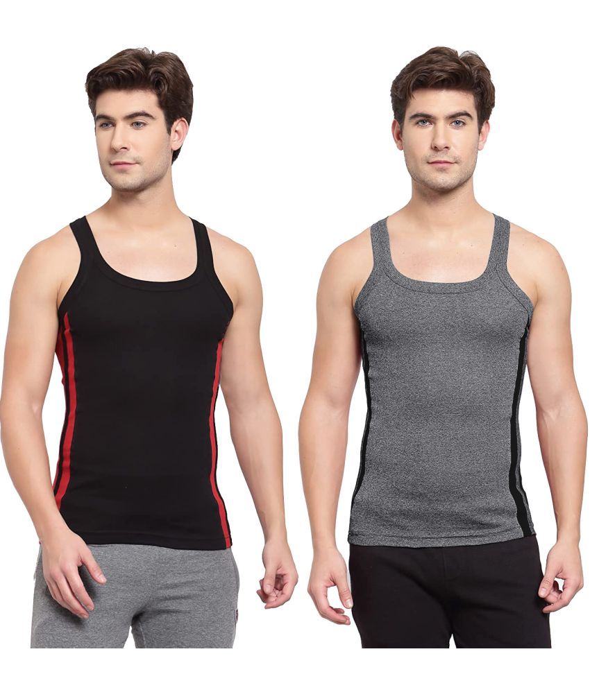     			SPORTO Multicolor Cotton Men's Vest ( Pack of 2 )