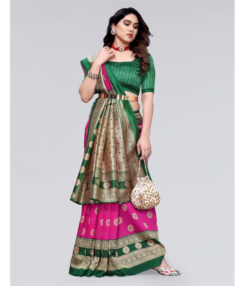     			Samah Silk Embellished Saree With Blouse Piece - Magenta ( Pack of 1 )