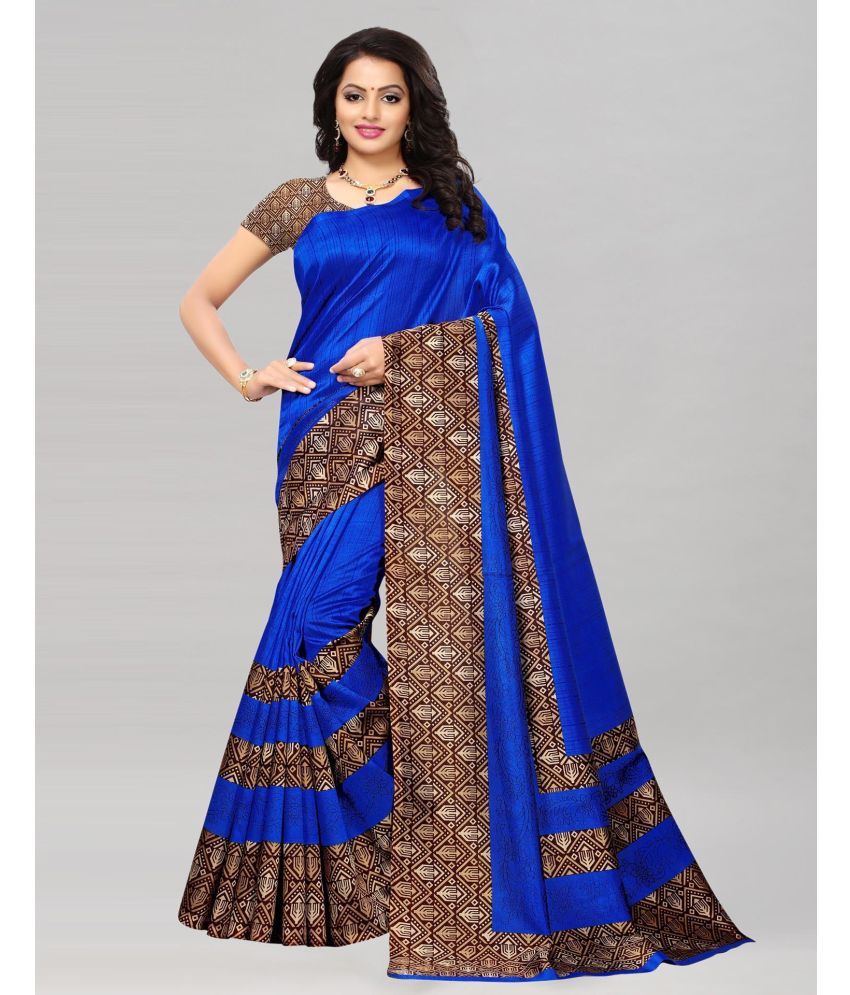     			Samah Silk Embellished Saree With Blouse Piece - Blue ( Pack of 1 )