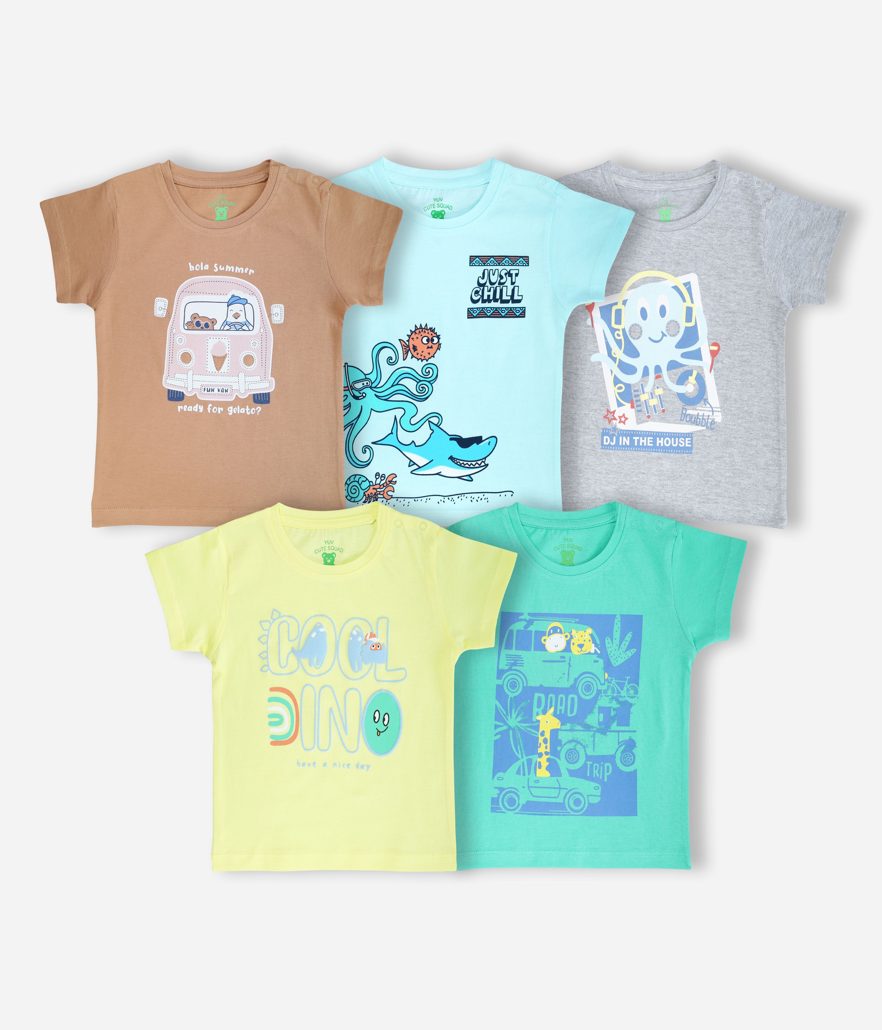     			YUV Pack of 5 Baby Boys Cotton T-Shirt ( Multi )