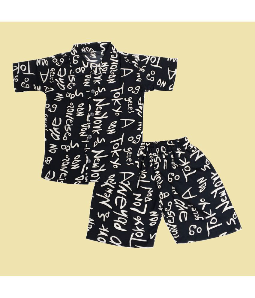     			harshvardhanmart Black Cotton Blend Boys Shirt & Shorts ( Pack of 1 )