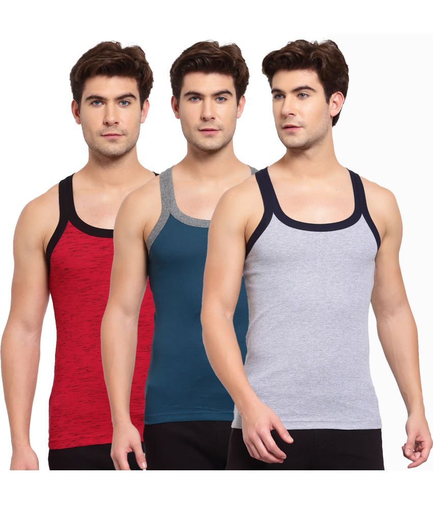     			SPORTO Multicolor Cotton Men's Vest ( Pack of 3 )