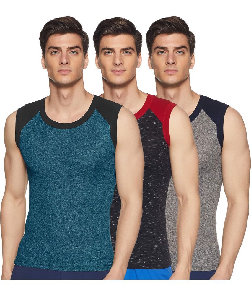     			SPORTO Multicolor Cotton Men's Vest ( Pack of 3 )