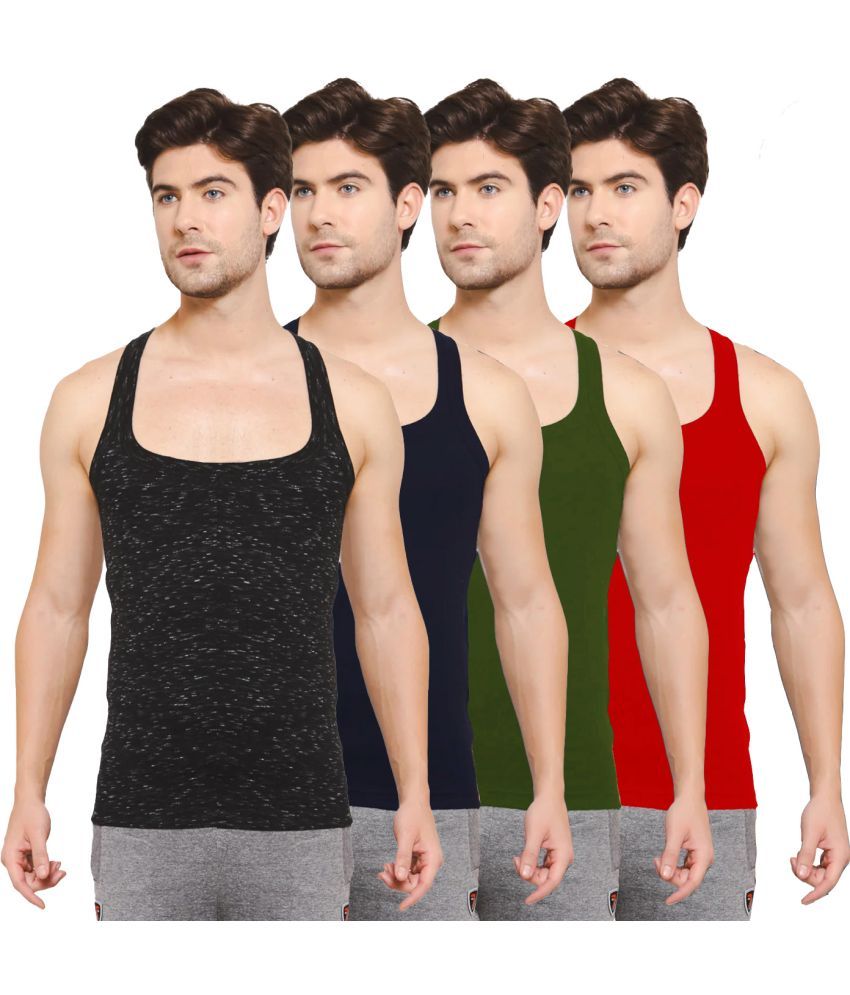     			SPORTO Multicolor Cotton Men's Vest ( Pack of 4 )