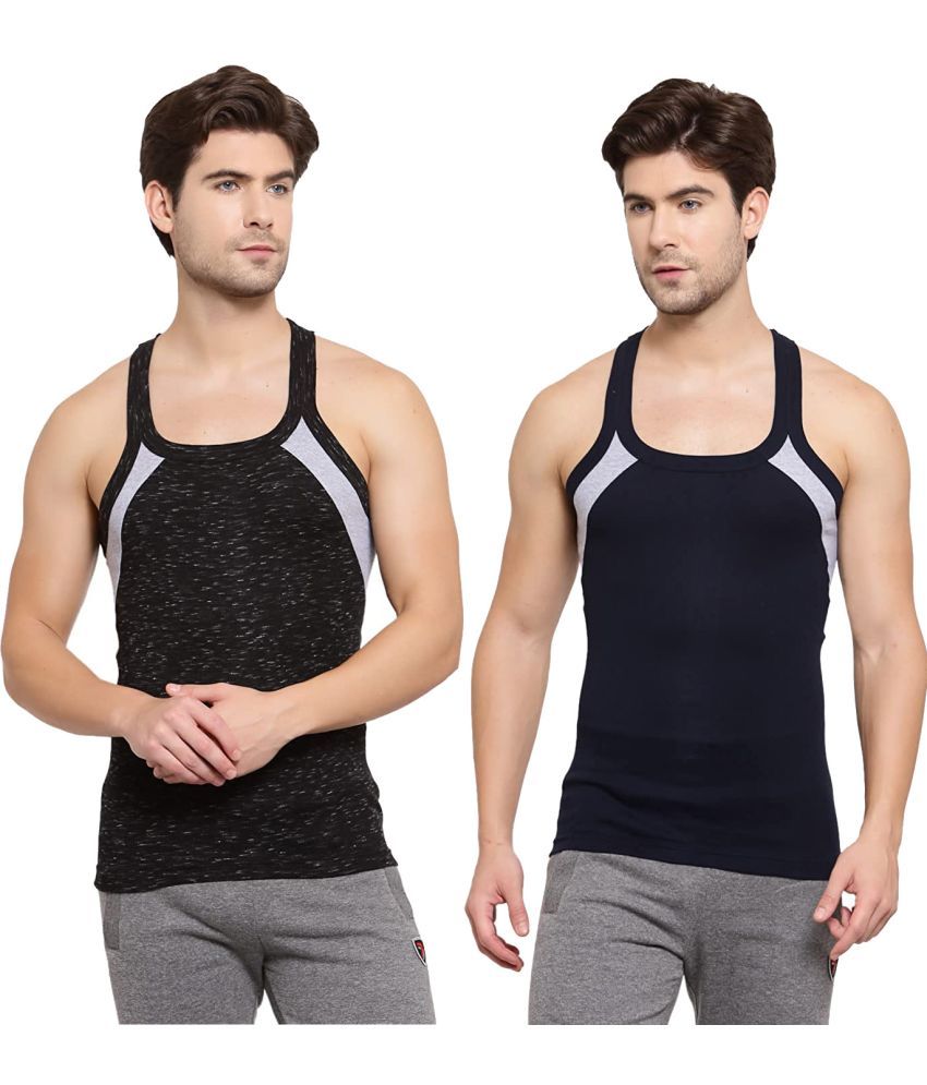     			SPORTO Multicolor Cotton Men's Vest ( Pack of 2 )