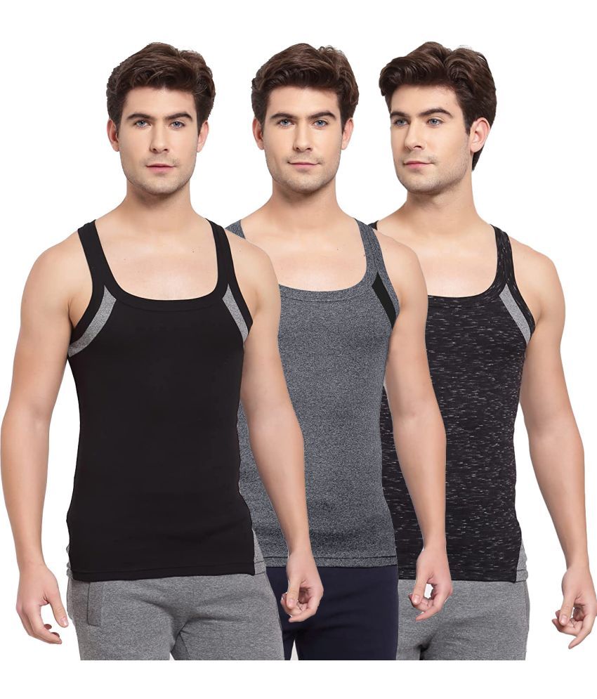     			SPORTO Multicolor Cotton Men's Vest ( Pack of 3 )