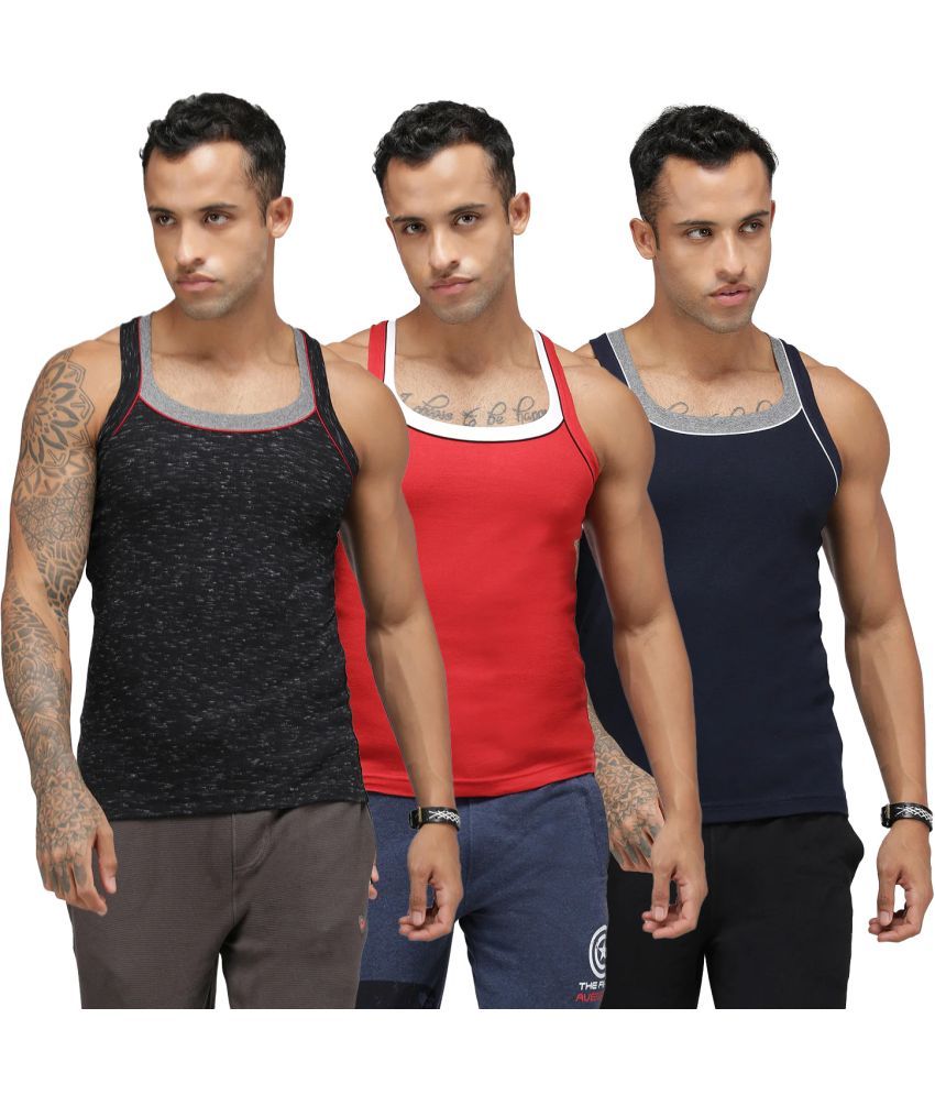     			SPORTO Multicolor Cotton Men's Vest ( Pack of 3 )