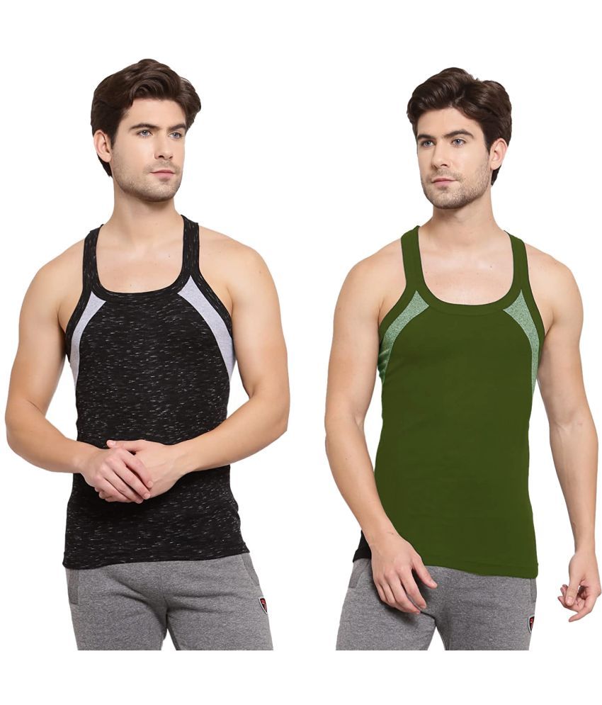     			SPORTO Multicolor Cotton Men's Vest ( Pack of 2 )