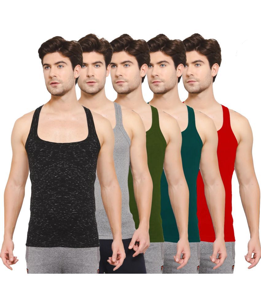     			SPORTO Multicolor Cotton Men's Vest ( Pack of 5 )