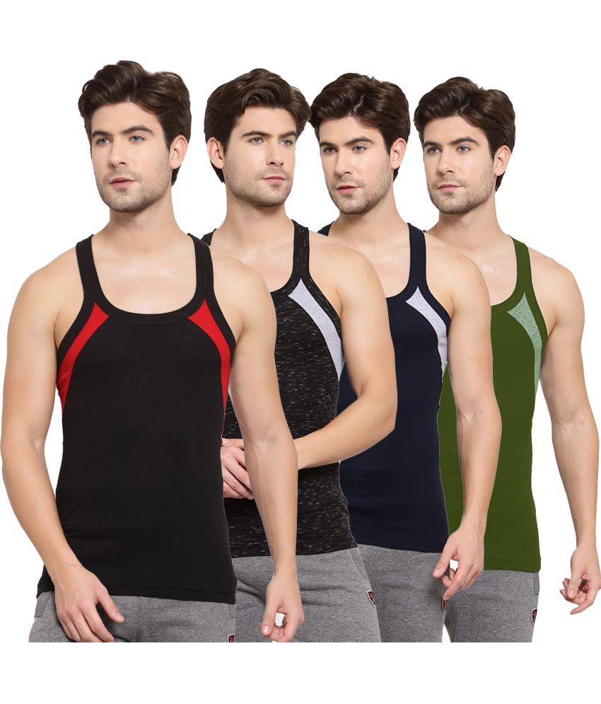     			SPORTO Multicolor Cotton Men's Vest ( Pack of 4 )