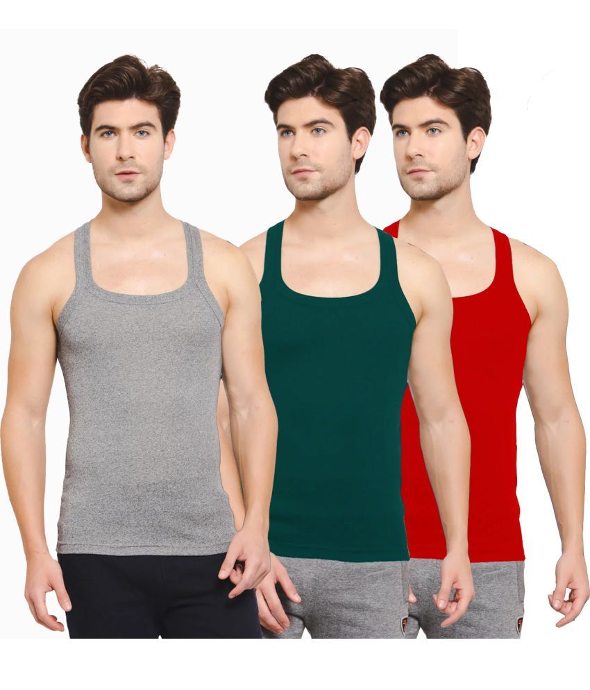     			SPORTO Multicolor Cotton Men's Vest ( Pack of 3 )