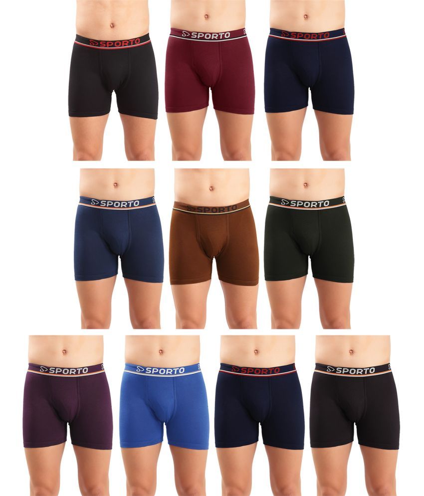     			SPORTO Multicolor Cotton Men's Trunks ( Pack of 10 )