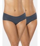 Sonari Pack of 2 Nylon Solid Women's Periods ( Grey ) Seamless pp