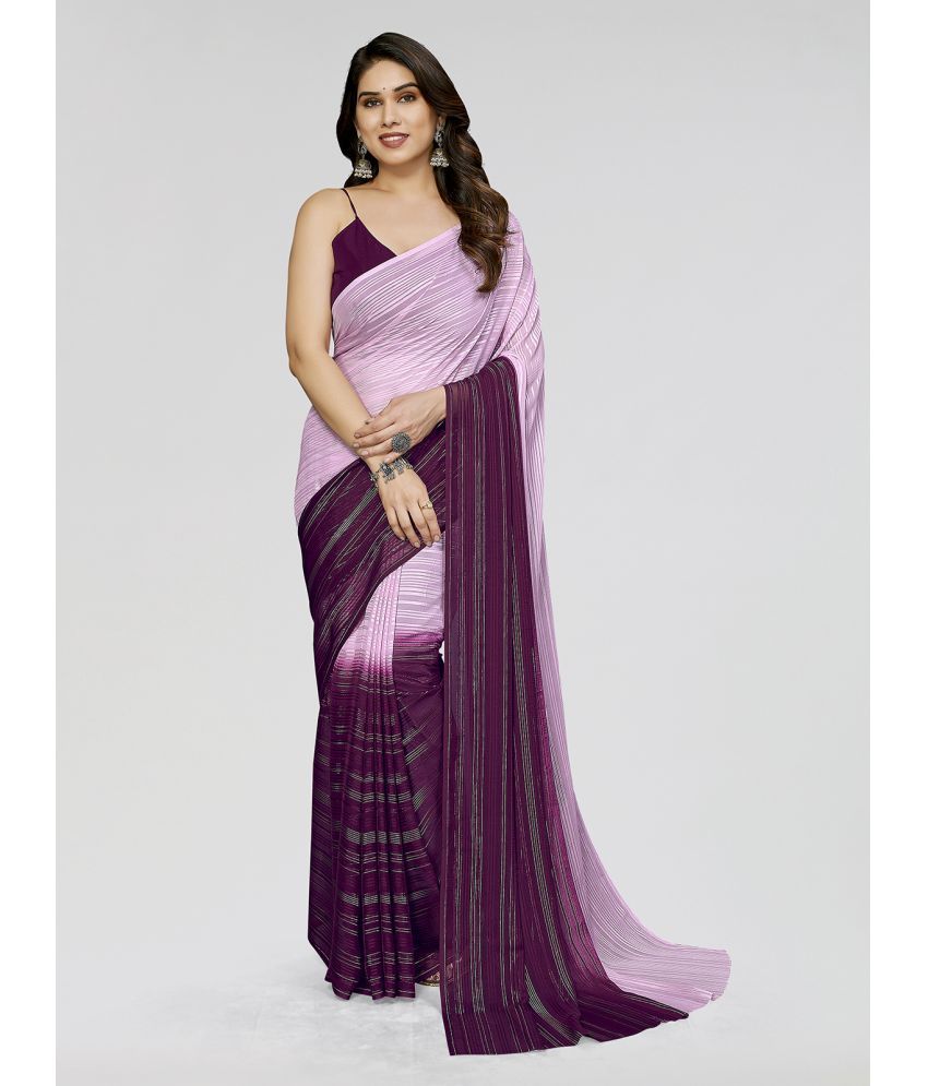     			ANAND SAREES Satin Striped Saree With Blouse Piece - Pink ( Pack of 1 )