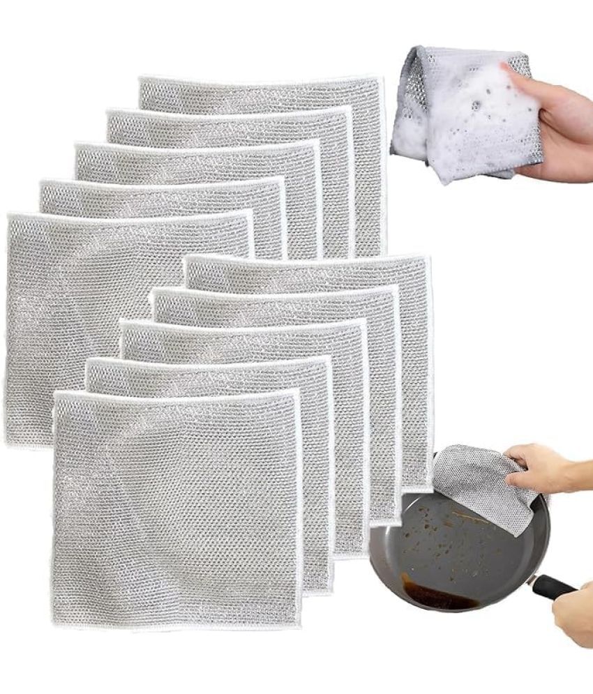     			Bhavyta Wire Dishwashing Rags for Wet and Dry Dishwash Bar Non Scratch Scrubbing Pads pack of 10 40 g Pack of 10