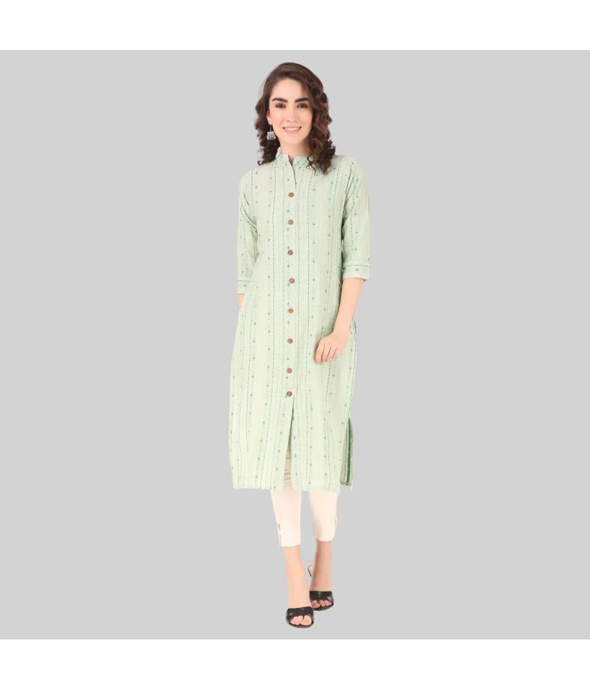     			PPTHEFASHIONHUB 100% Cotton Printed Front Slit Women's Kurti - Mint Green ( Pack of 1 )