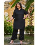 PrettyPlus by Desinoor.com Rayon Solid Kurti With Palazzo Women's Stitched Salwar Suit - Black ( Pack of 1 )