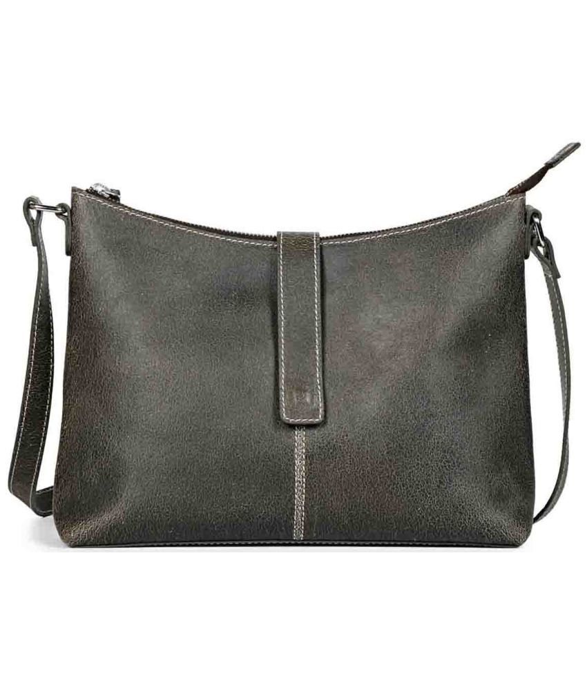     			FAVORE Black Pure Leather Sling Bag