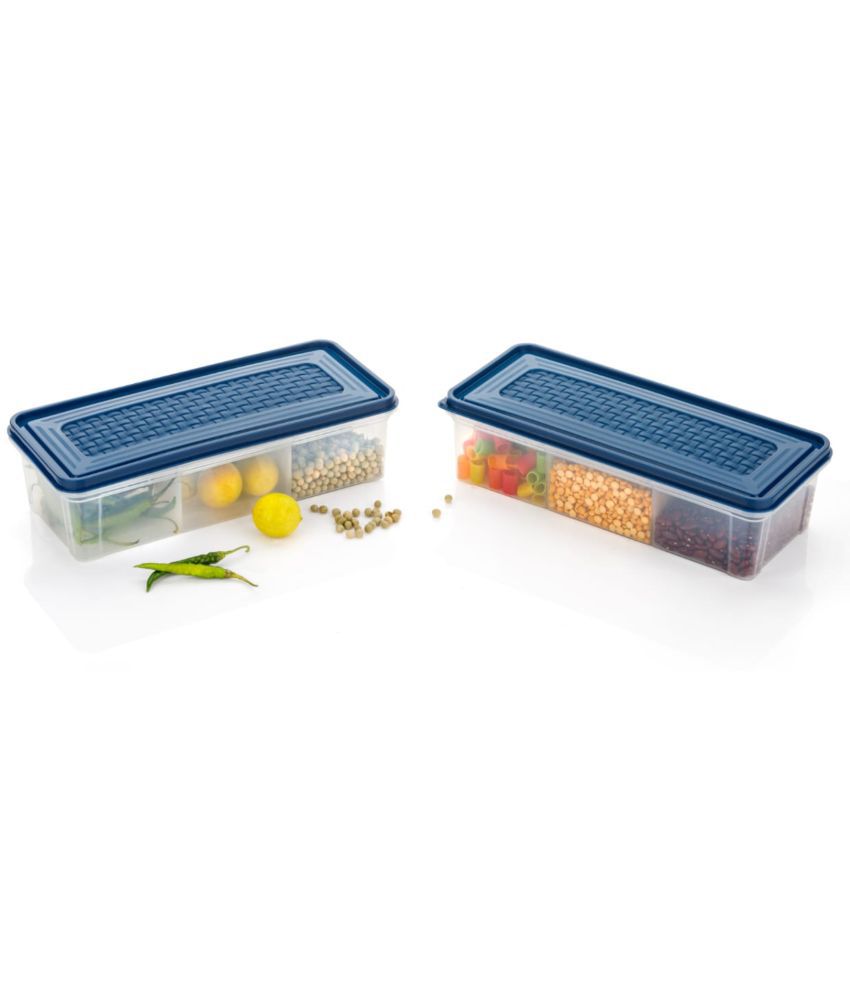     			FIT4CHEF Dal/Pasta/Grocery PET Navy Blue Spice Container ( Set of 2 )