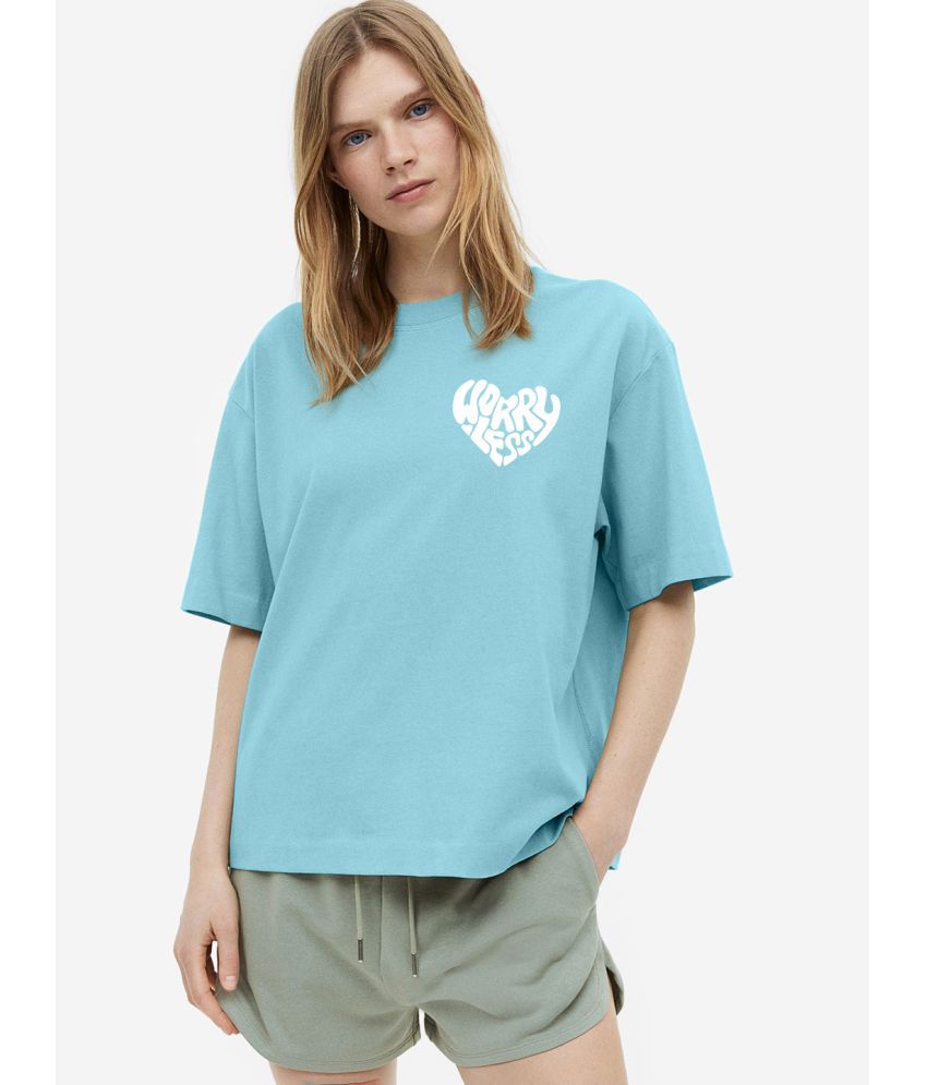     			Faltu.co Light Blue Cotton Women's T-Shirt ( Pack of 1 )