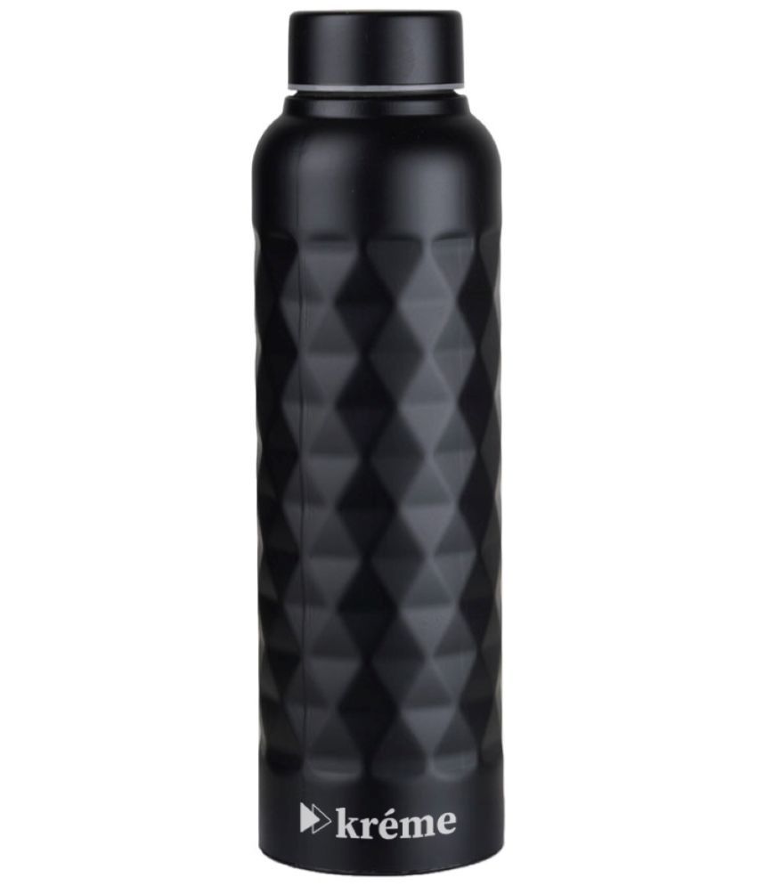     			KREME Kreme 1000 ml Bottle (Pack of 1, Black, Steel) Black Steel Fridge Water Bottle 1000 mL ( Set of 1 )
