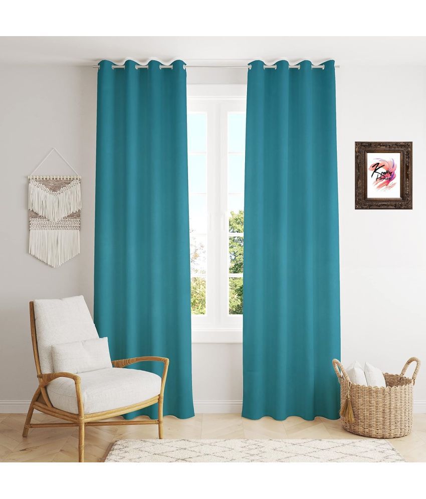     			Kraftiq Homes Solid Blackout Eyelet Curtain 9 ft ( Pack of 2 ) - Light Blue