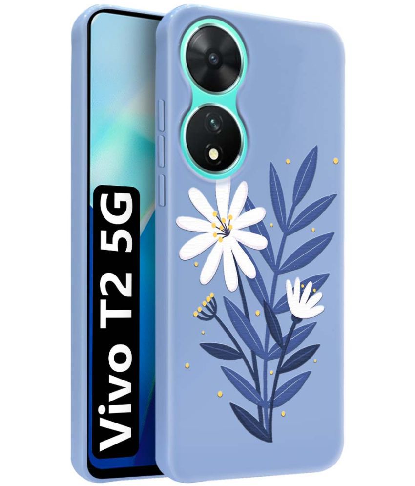     			NBOX Blue Printed Back Cover Silicon Compatible For Vivo T2 5G ( Pack of 1 )