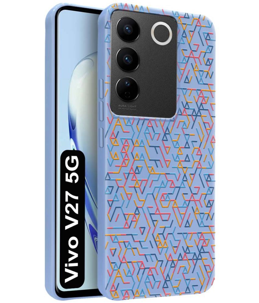     			NBOX Blue Printed Back Cover Silicon Compatible For Vivo V27 5G ( Pack of 1 )