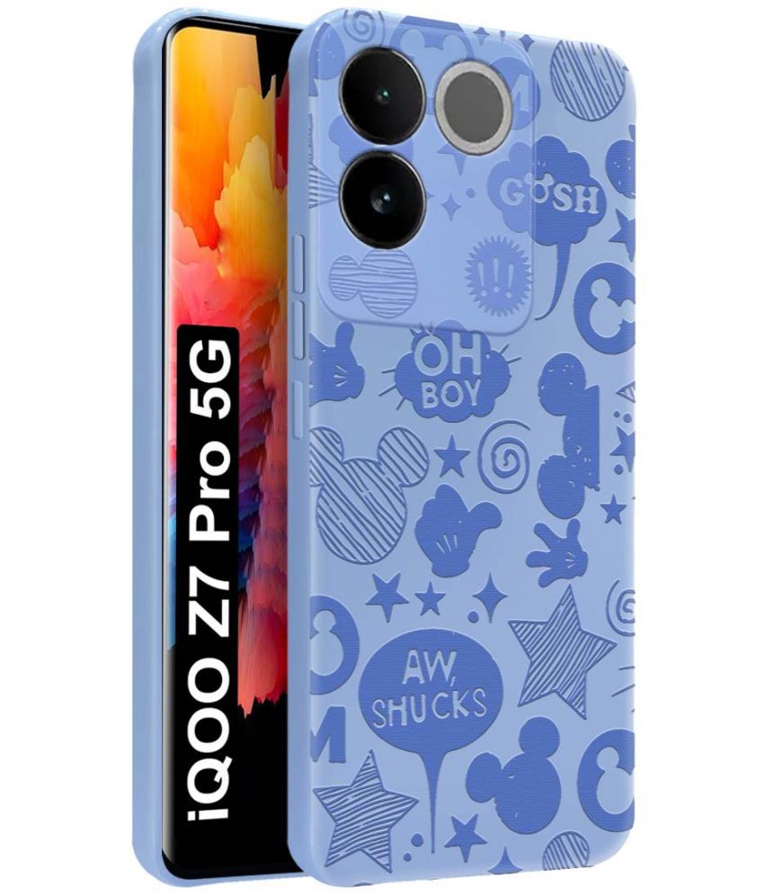     			NBOX Blue Printed Back Cover Silicon Compatible For iQOO Z7 Pro 5G ( Pack of 1 )