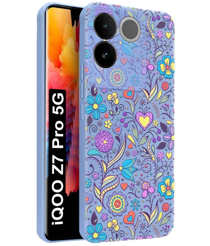     			NBOX Blue Printed Back Cover Silicon Compatible For iQOO Z7 Pro 5G ( Pack of 1 )