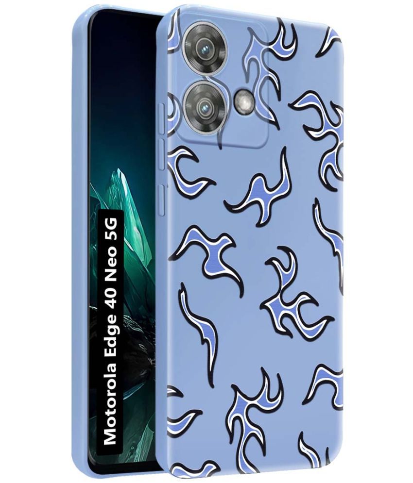     			NBOX Blue Printed Back Cover Silicon Compatible For Motorola Edge 40 Neo 5G ( Pack of 1 )