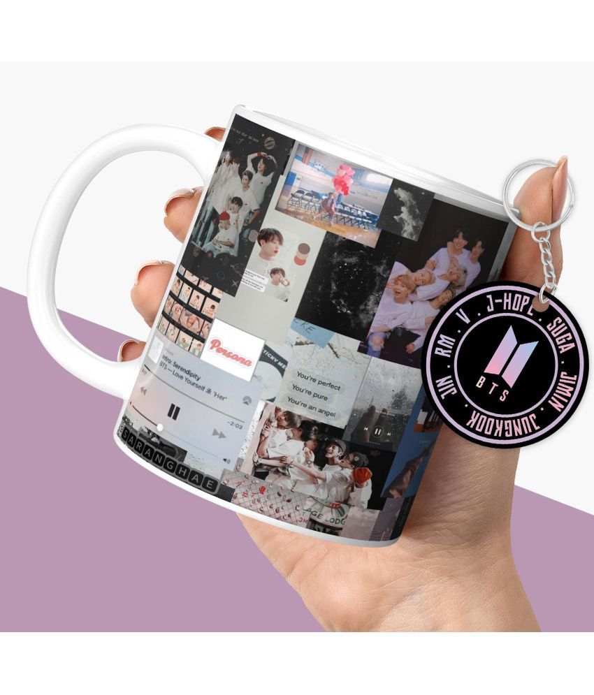     			NH10 DESIGNS Magic Mug & Keychain White Ceramic Coffee Mug ( Pack of 2 )