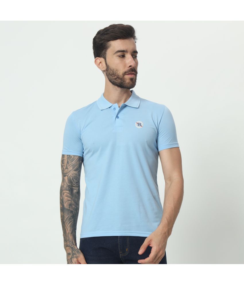     			TAB91 Cotton Blend Regular Fit Solid Half Sleeves Men's Polo T Shirt - Aqua ( Pack of 1 )