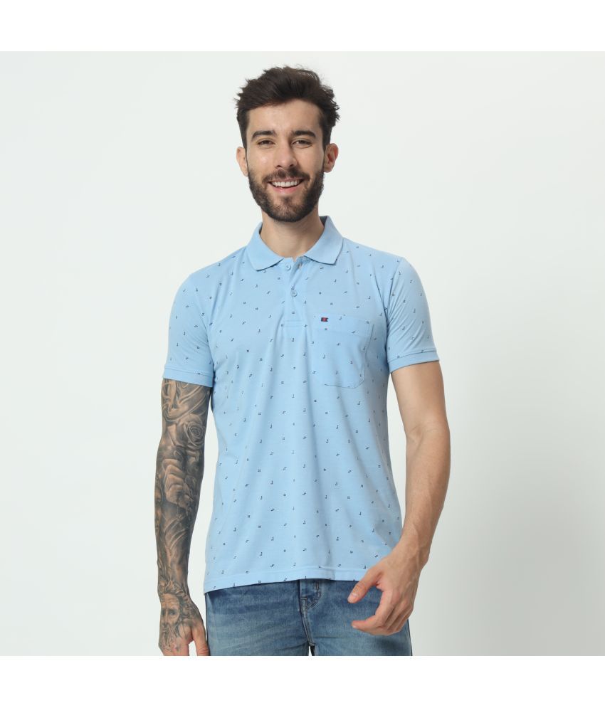     			TAB91 Cotton Blend Regular Fit Printed Half Sleeves Men's Polo T Shirt - Aqua ( Pack of 1 )