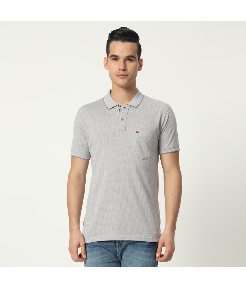     			TAB91 Cotton Blend Regular Fit Printed Half Sleeves Men's Polo T Shirt - Grey ( Pack of 1 )