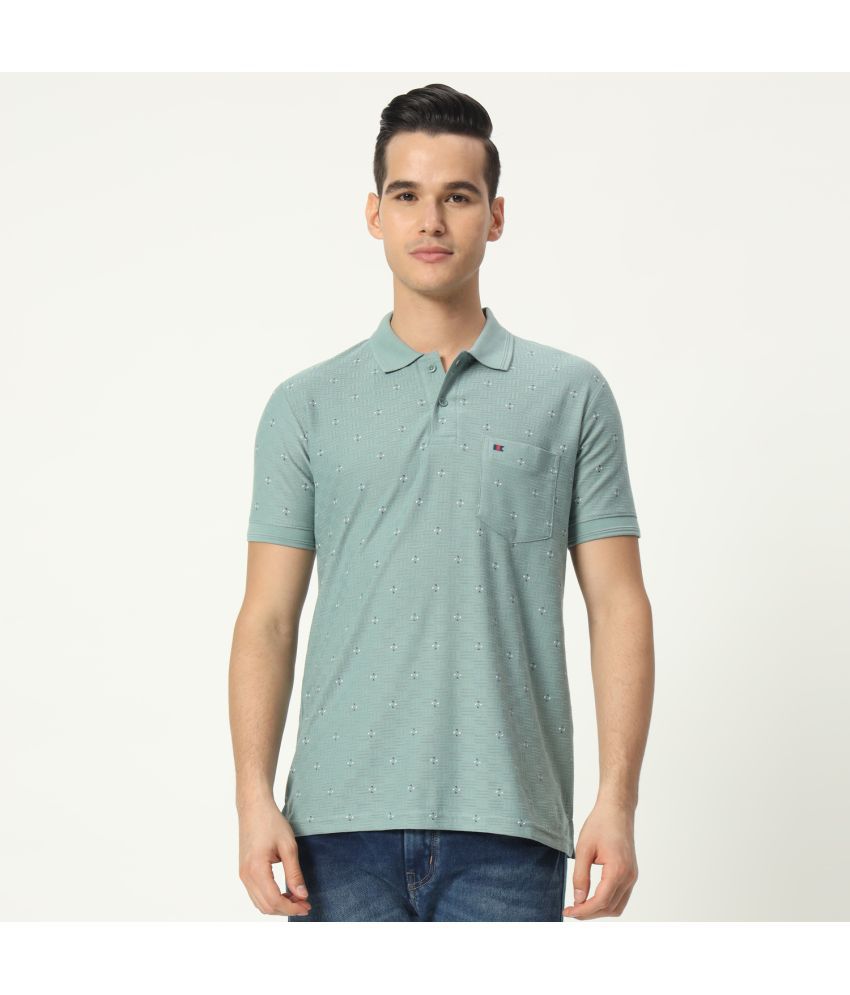    			TAB91 Cotton Blend Regular Fit Printed Half Sleeves Men's Polo T Shirt - Mint Green ( Pack of 1 )